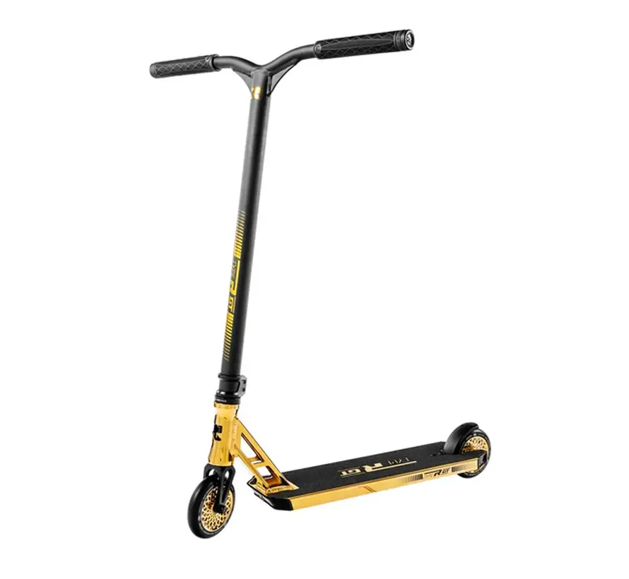 Root Type R GT Stuntstep Gold High-End Freestyle Step met 120 mm Honeycore Wielen, Aluminium Deck en IHC Compressie