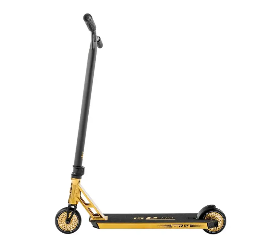 Hulajnoga wyczynowa Root Type R GT Stunt Scooter Gold High-End Freestyle Scooter z kołami Honeycore o średnicy 120 mm, aluminiowym podwoziem i systemem kompresji IHC