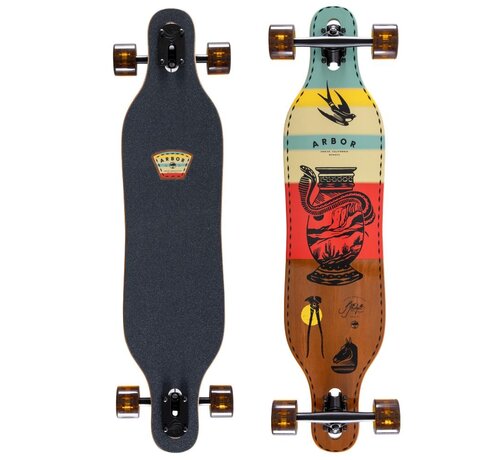 Arbor Longboard Arbor Drop Through Jess Mudgett Axis 37, cruiser polyvalent avec plateau Drop-Through, configuration de carving fluide et design haut de gamme