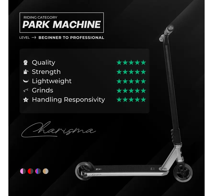 Trottinette freestyle NKD Rizz – Légère, robuste et complète pour les débutants comme pour les riders confirmés – Roues de 110 mm et plateau en aluminium 6061-T6