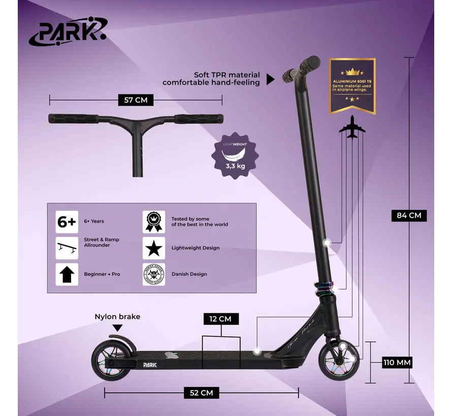NKD Park Stuntstep – Lichtgewicht, sterk en perfect voor skatepark tricks