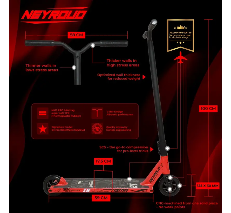 Trottinette freestyle NKD Matis Neyroud Signature PRO : modèle signature développé en collaboration avec Matis Neyroud