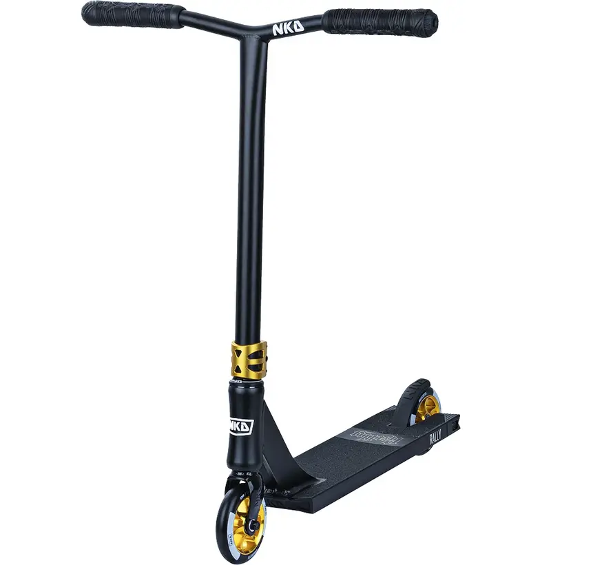 NKD Rally Nero/Oro V2 79cm - Monopattino Stunt Premium con ruote da 110mm e compressione HIC