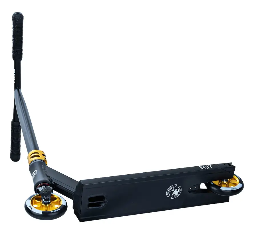 NKD Rally Nero/Oro V2 79cm - Monopattino Stunt Premium con ruote da 110mm e compressione HIC