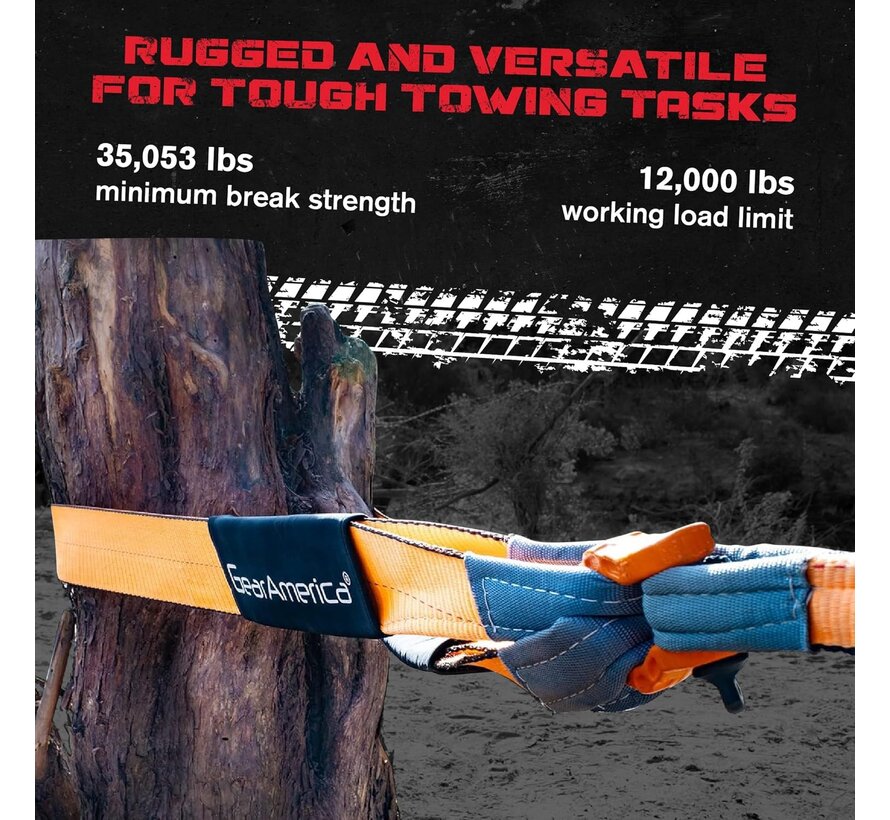 Sangle de remorquage robuste et protège-arbre GearAmerica 7,6 cm x 6,1 m