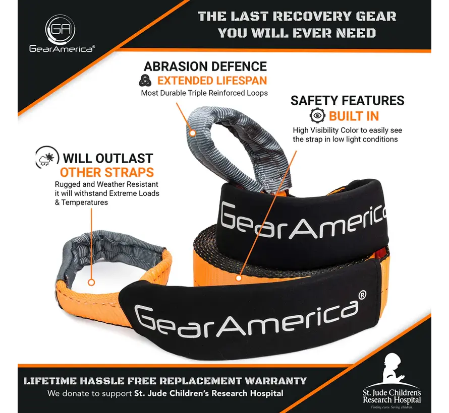 GearAmerica Combipack Tree Saver 7,6 x 6,1 m y correa de remolque 7,6 cm x 6,1 m