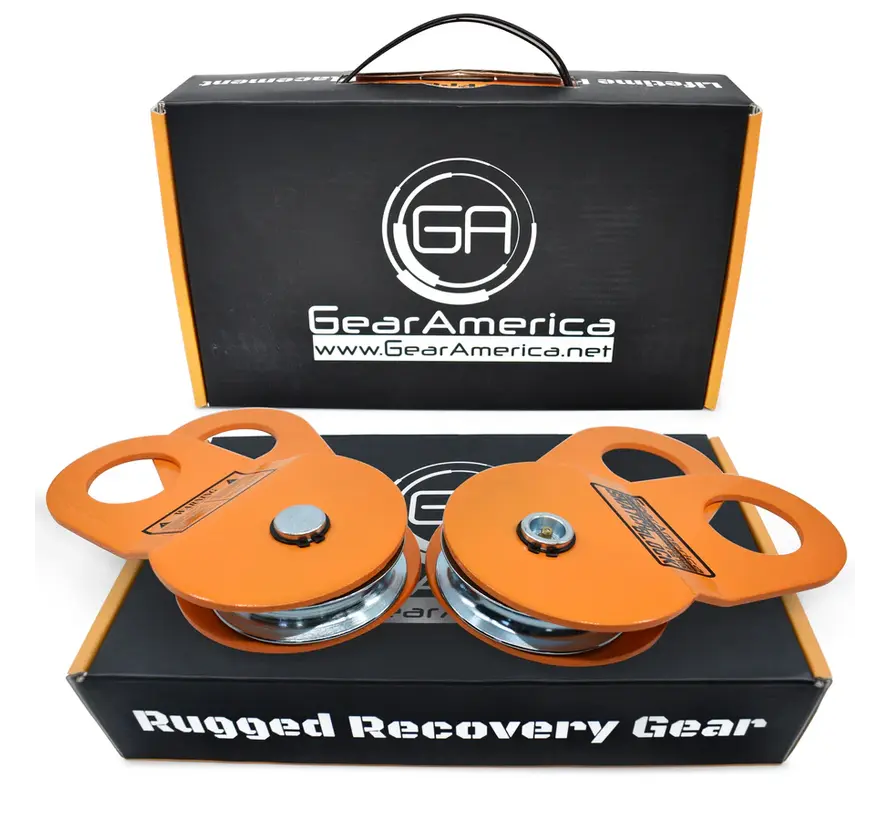 GearAmerica Snatch Block (9US TON) zestaw 2 sztuk pomarańczowych