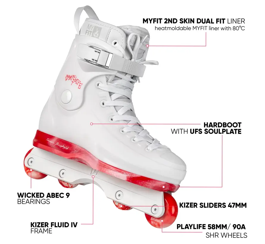 Playlife Rave Tomo Pro Aggressive Skates Pro Model Aggressive Skates met Hardshell Boot en Kizer Frame