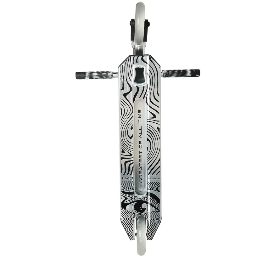Patinete acrobático NKD GOAT plateado brillante: patinete acrobático ligero para principiantes y ciclistas avanzados