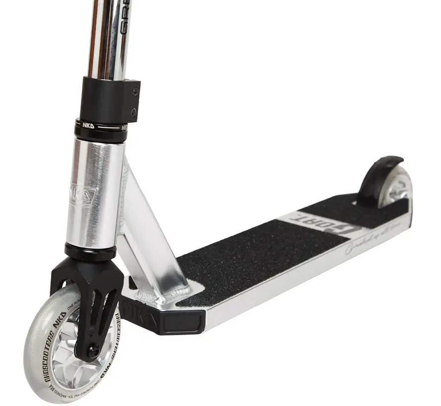 NKD GOAT Stunt Scooter Glänzendes Silber - Leichter Stunt-Scooter für Anfänger und Fortgeschrittene