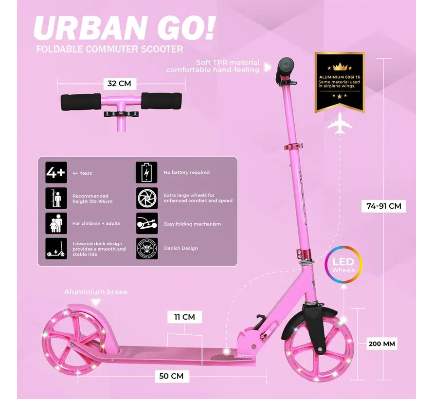 Story Urban Go Monopattino LED rosa