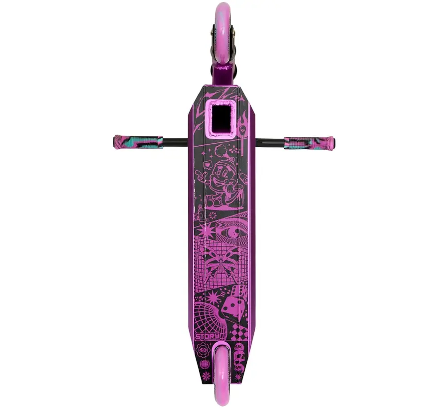 Trottinette freestyle Story Stuntstep Bandit DOS Noir/Violet 81cm - Trottinette freestyle robuste pour figures acrobatiques