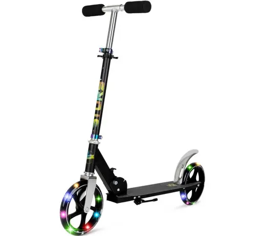 Story Story Lux Transport Scooter Black/LED - Comfortable Step Scooter with Adjustable Handlebars & Large Wheels