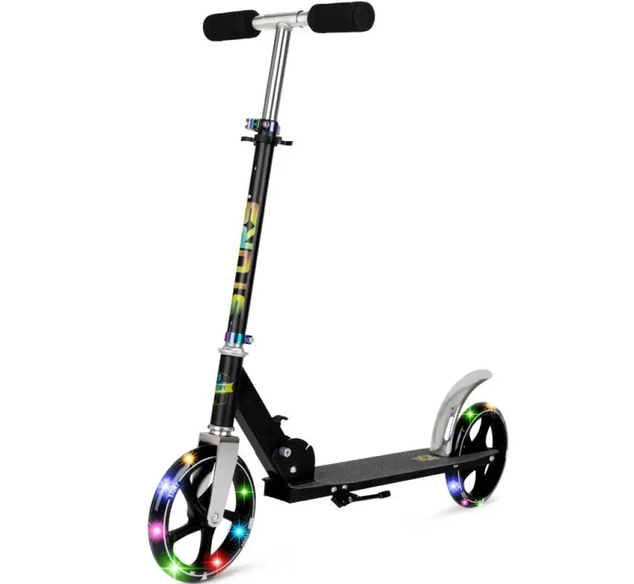 Story Lux Transport Scooter Black/LED - Comfortable Step Scooter with Adjustable Handlebars & Large Wheels
