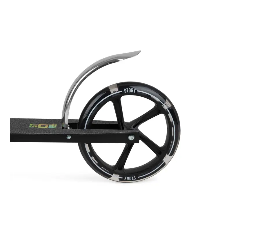 Patinete de transporte Story Lux negro/LED: cómodo patinete con manillar ajustable y ruedas grandes