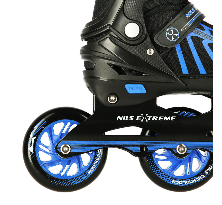Nils Blue adjustable inline skate with 100mm wheels
