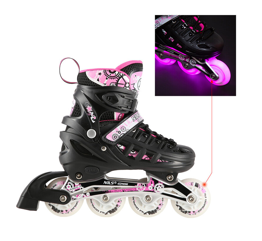 Nils Extreme Adjustable 4-w-1 Inline/Ice Skates LED (NH10905)