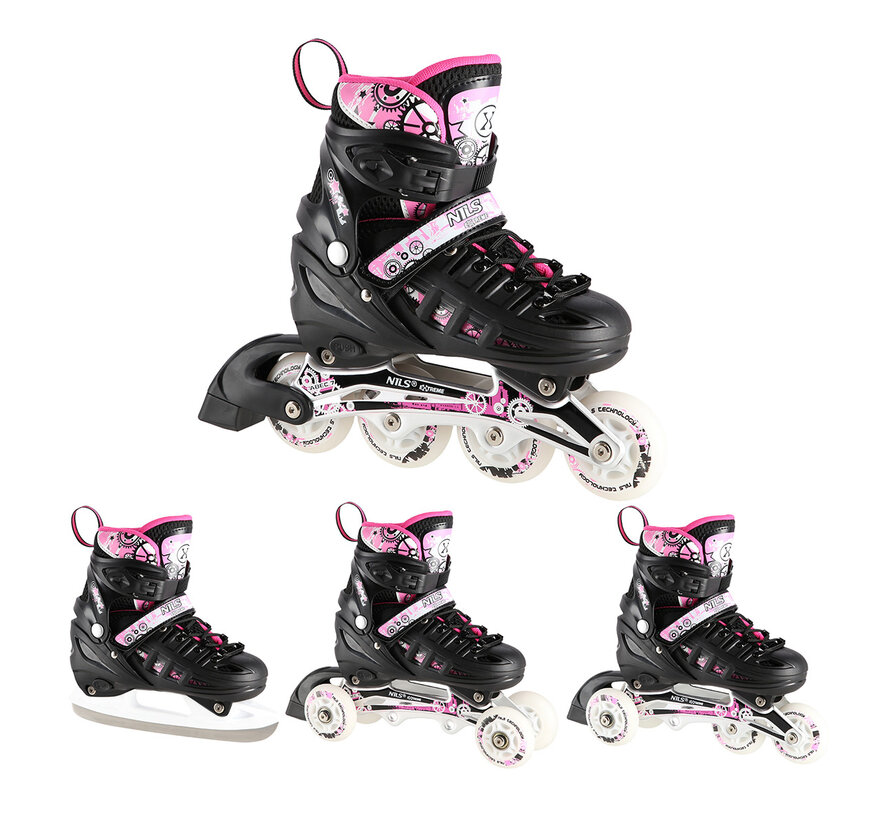 Nils Extreme verstelbare 4-in-1 Inline / Ice Skates LED (NH10905)