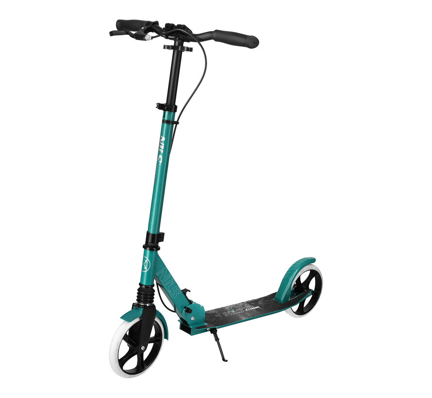 Trottinette pliante Nils avec roues de 20 cm et suspension, couleur bleu-vert