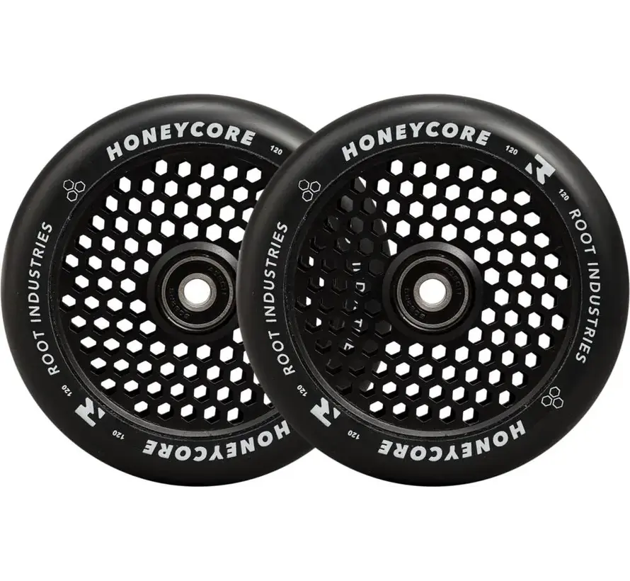 Roues de trottinette freestyle Root Honeycore noires 120 mm, lot de 2