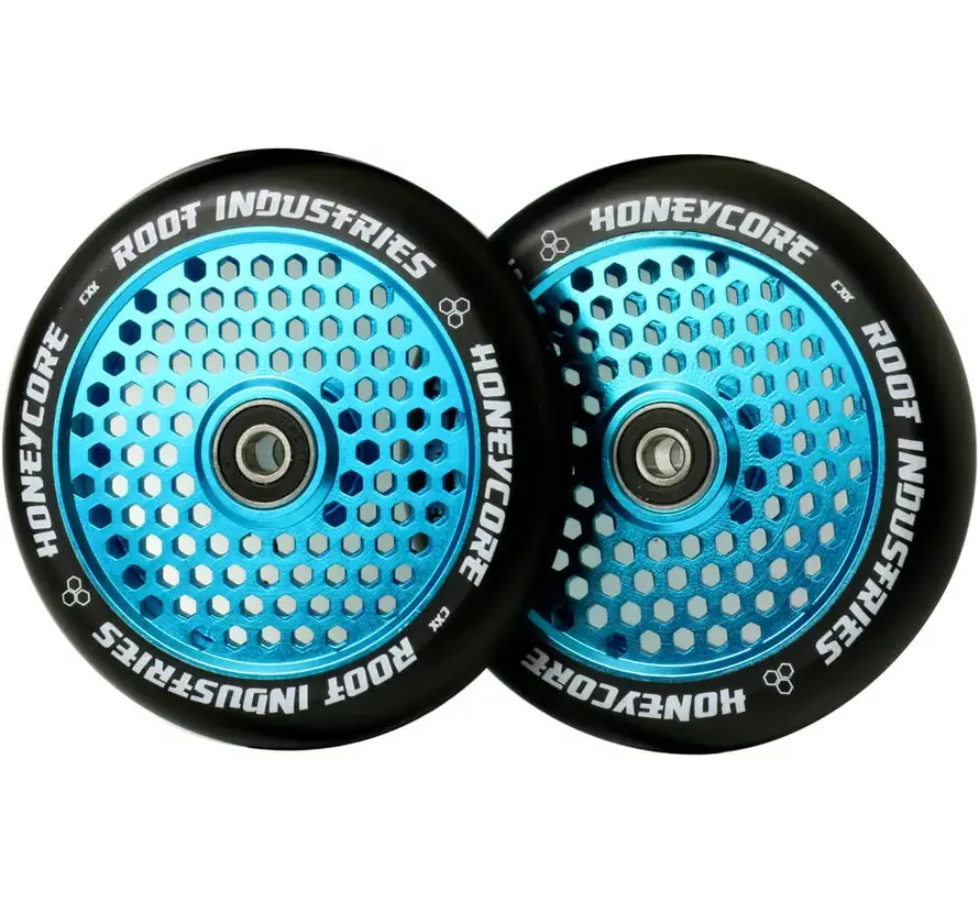 Juego de 2 ruedas para patinete acrobático Root Honeycore Sky Blue de 120 mm