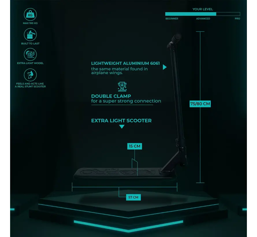 NKD Pro Trampoline Stunt Scooter 75 cm