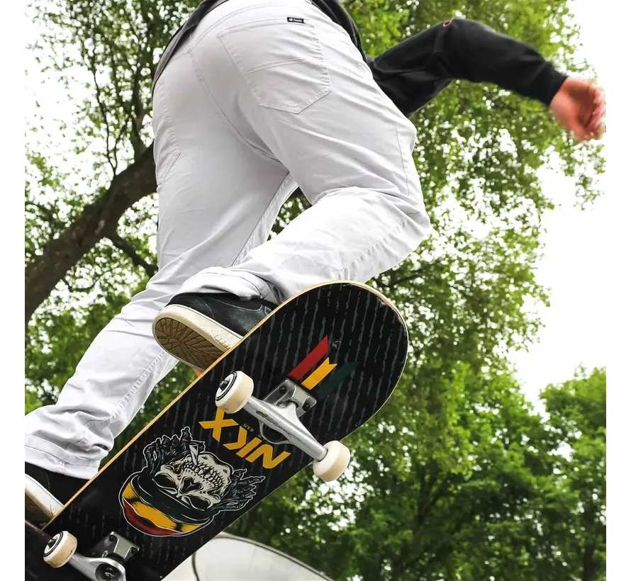 NKX Skateboard Rasta Royal Skull 8.25"