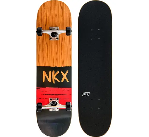 NKX Skateboard completo NKX Skateboard Slate Red da 8,25 pollici con deck più largo e design rosso