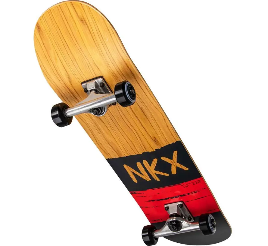 Kompletna deskorolka NKX Skateboard Slate Red 8,25 cala z szerszym pokładem i czerwonym wzorem