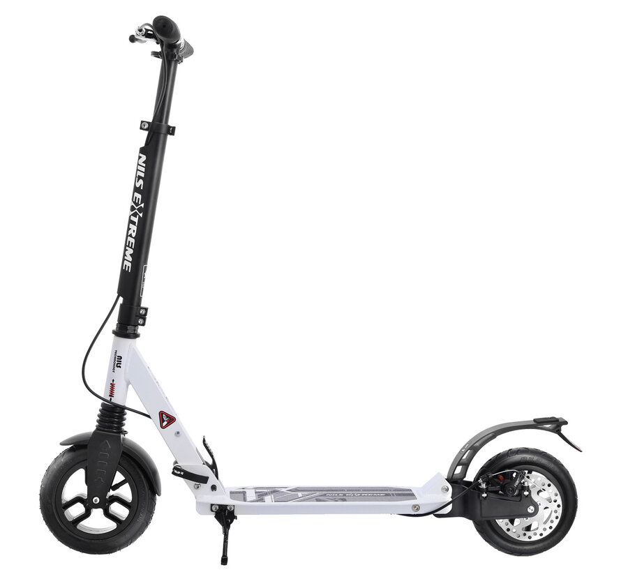 Bellissimo scooter bianco di Nils con freno a mano