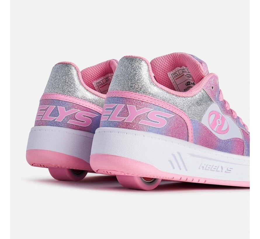 Heelys Reserve Low LT Rose/Blanc/Arc-en-ciel – Baskets arc-en-ciel à roulettes pour enfants et adolescents | Heelys confortables avec roulettes amovibles