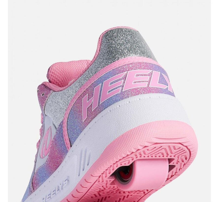 Heelys Reserve Low LT Rose/Blanc/Arc-en-ciel – Baskets arc-en-ciel à roulettes pour enfants et adolescents | Heelys confortables avec roulettes amovibles
