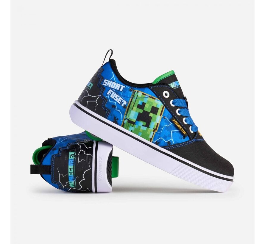 Heelys Minecraft Pro 20 Noir/Bleu/Vert – Baskets Minecraft à roulettes pour enfants | Des Heelys stylées au design inspiré du jeu