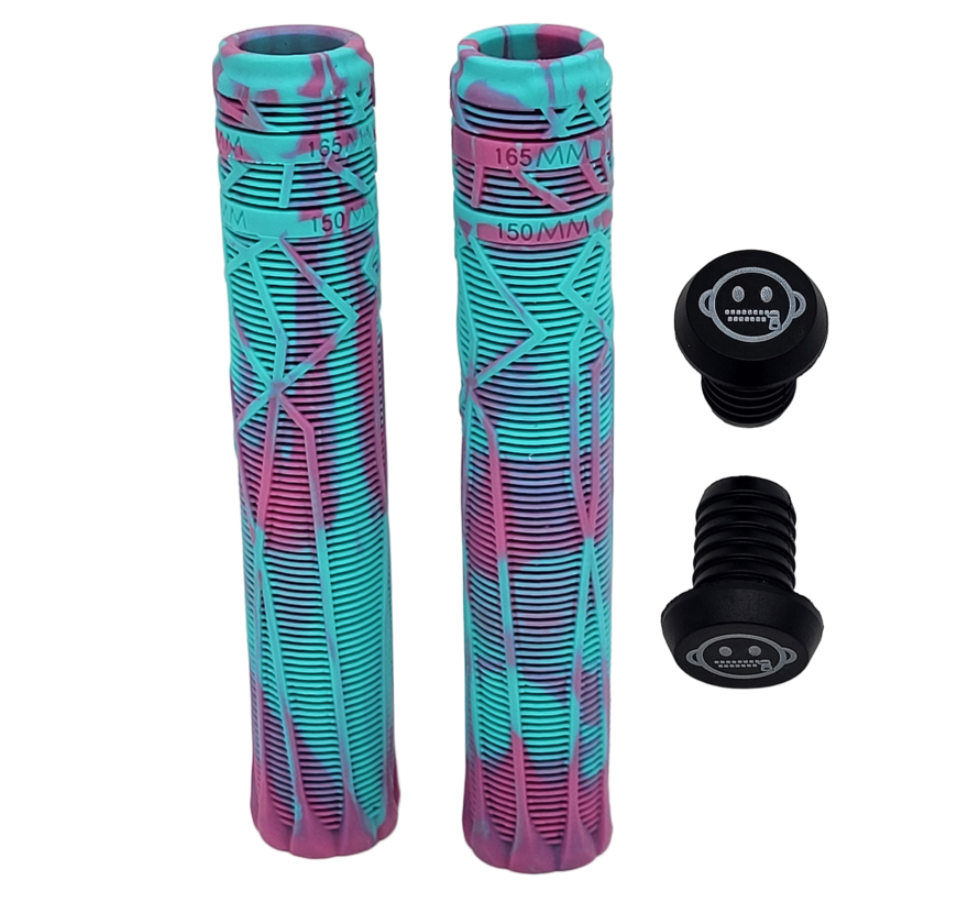 Zipit Almighty Grips 180mm Flangeless Stuntstep & BMX Grips – Double Color – Inclusief Bar Ends