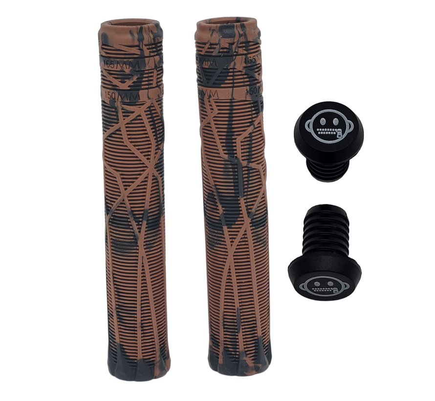 Uchwyty Zipit Almighty Grips 180 mm do hulajnóg wyczynowych i BMX bez kołnierza – dwukolorowe – w zestawie końcówki kierownicy