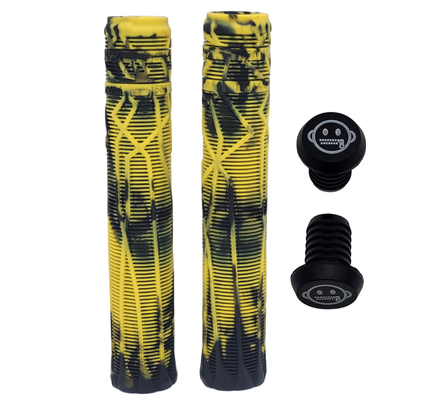 Puños Zipit Almighty de 180 mm sin brida para patinete acrobático y BMX (dos colores) con extremos de manillar incluidos