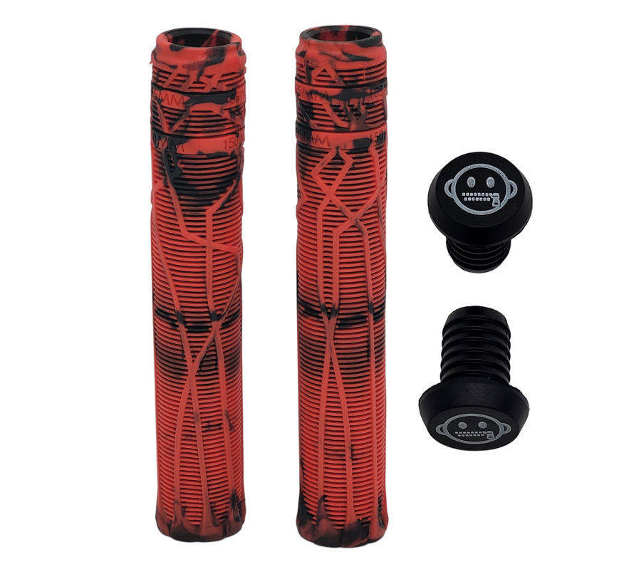 Puños Zipit Almighty de 180 mm sin brida para patinete acrobático y BMX (dos colores) con extremos de manillar incluidos