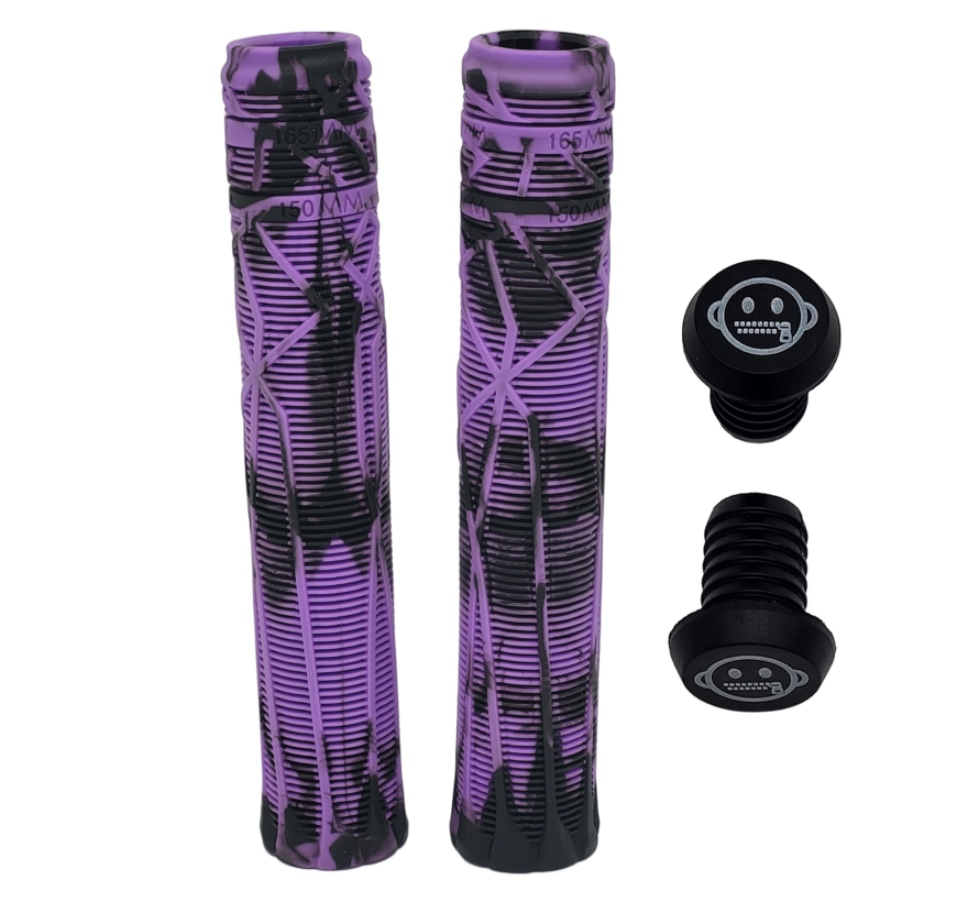 Poignées Zipit Almighty Grips 180 mm sans bride pour trottinette freestyle et BMX – Bicolores – Embouts de guidon inclus