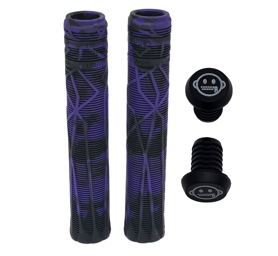Poignées Zipit Almighty Grips 180 mm sans bride pour trottinette freestyle et BMX – Bicolores – Embouts de guidon inclus