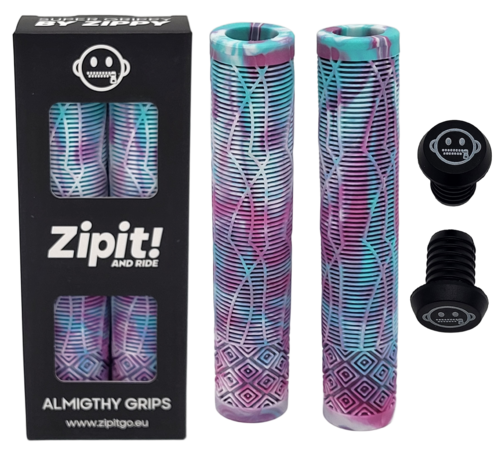 Zipit Puños Zipit Almighty de 160 mm sin brida para patinete acrobático y BMX (tres colores) con extremos de manillar incluidos