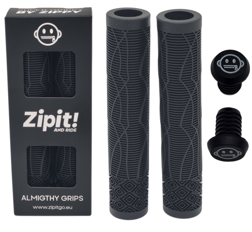 Zipit Poignées Zipit Almighty Grips 160 mm sans bride pour trottinette freestyle et BMX – Couleur unique et bicolore – Embouts de guidon inclus