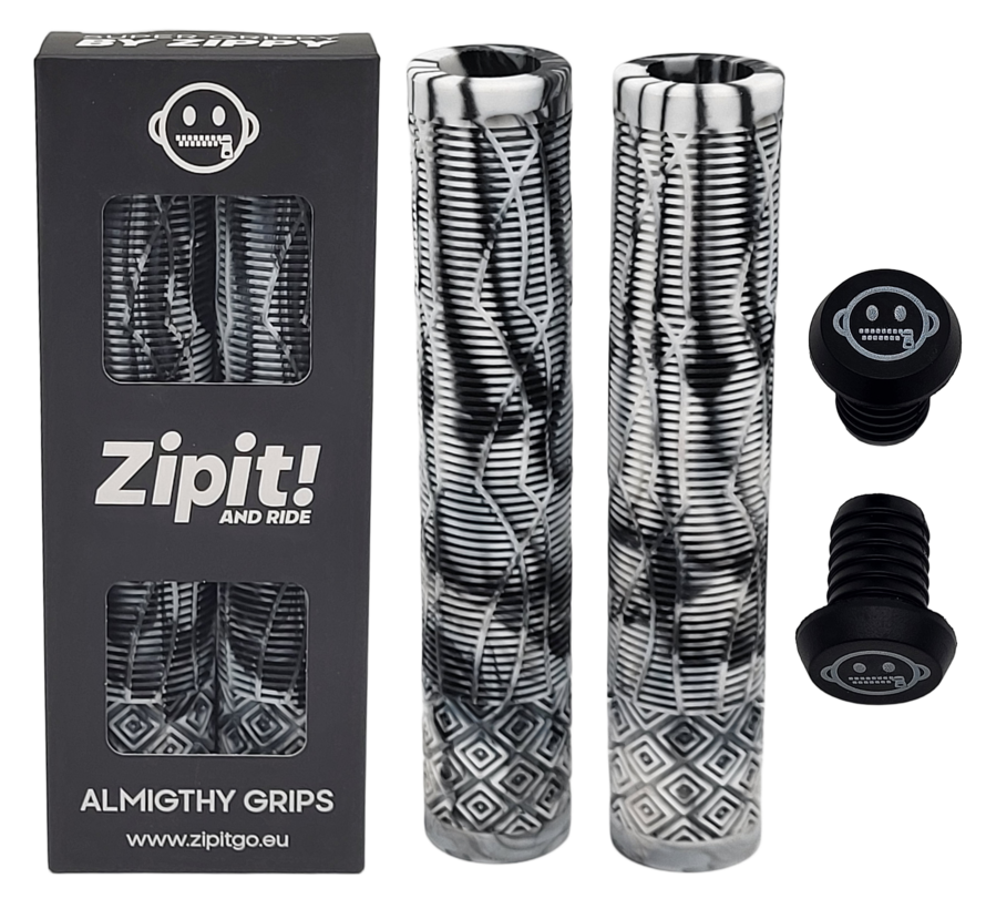 Zipit Almighty Grips 160mm Flangeless Stunt Scooter & BMX Grips – Single & Dual Color – Including Bar Ends