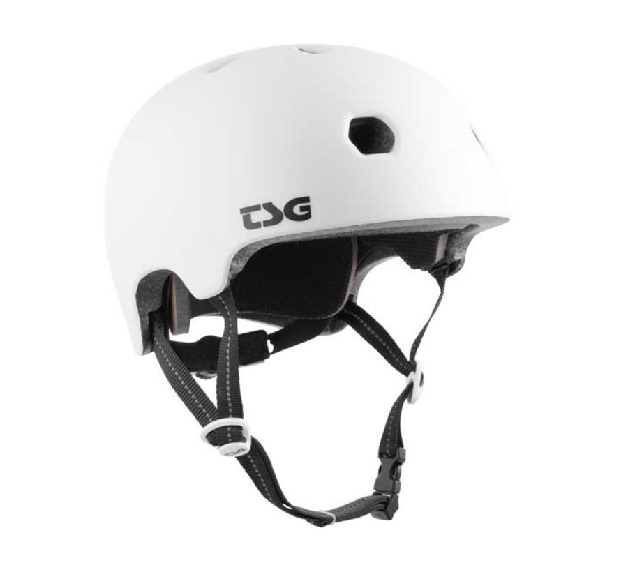 TSG Meta Solid Color Satin White Skate Helmet – Lightweight Helmet for Skateboard, BMX and Stunt Scooter