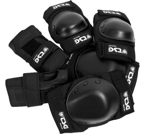TSG Ensemble de protections TSG Junior noir – Protections genoux, coudes et poignets pour skate, trottinette et BMX