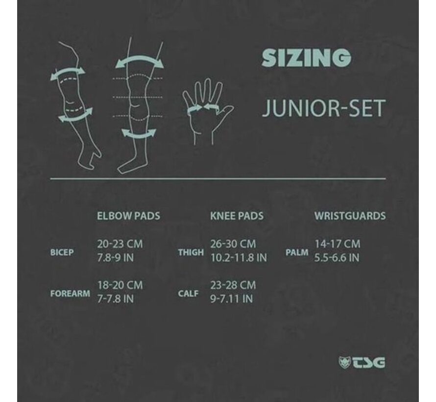 TSG Junior Schutzset Schwarz – Knie-, Ellbogen- und Handgelenkschutz für Skateboard, Scooter und BMX
