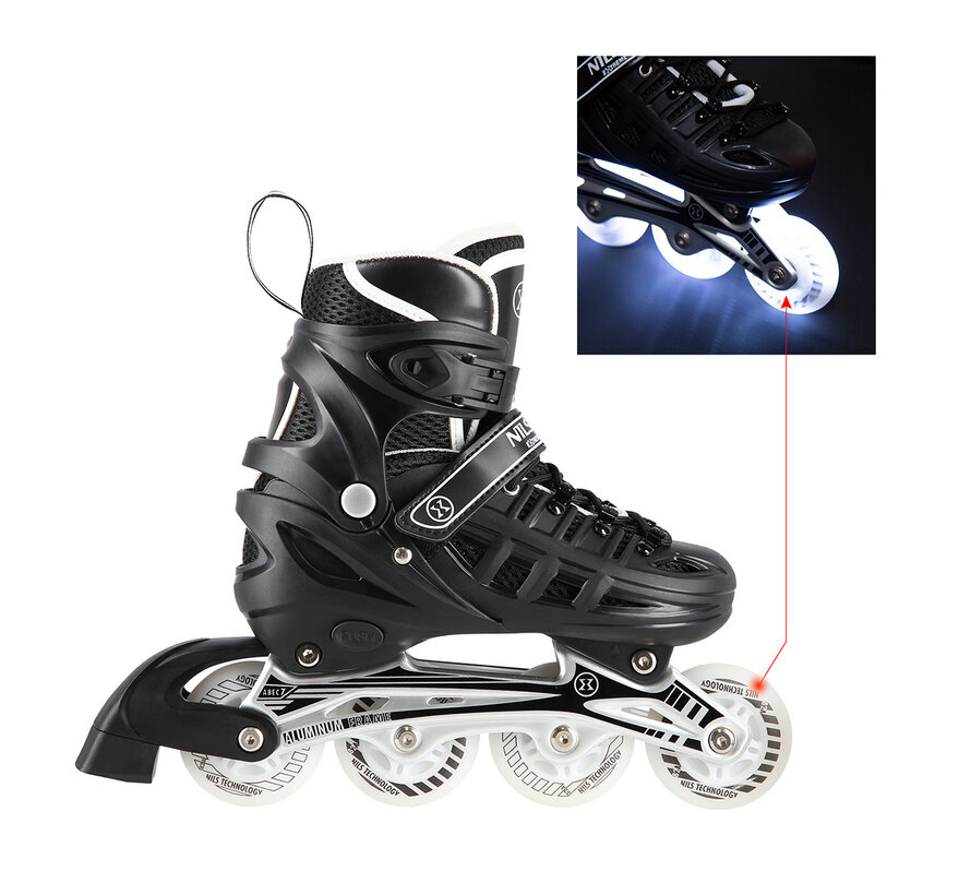 Rolki/łyżwy Nils Extreme 4 w 1, czarne, LED (NH10905), regulowane, do jazdy ulicznej i na lodzie
