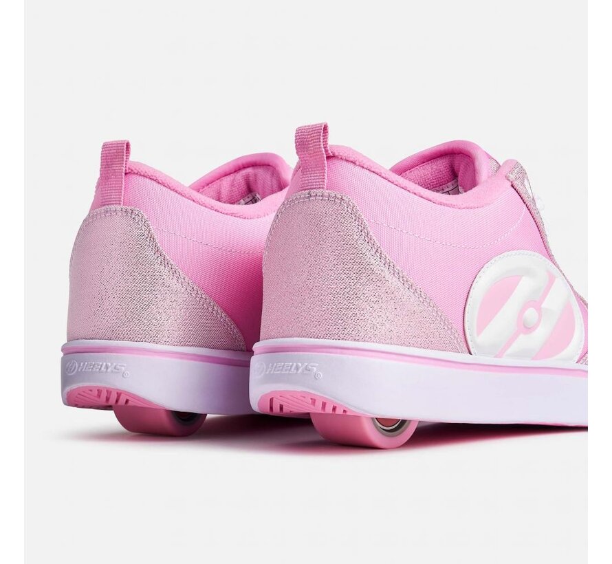 Chaussures à roulettes Heelys Pro 20 LG Nova rose et blanche avec roue amovible et coupe sportive