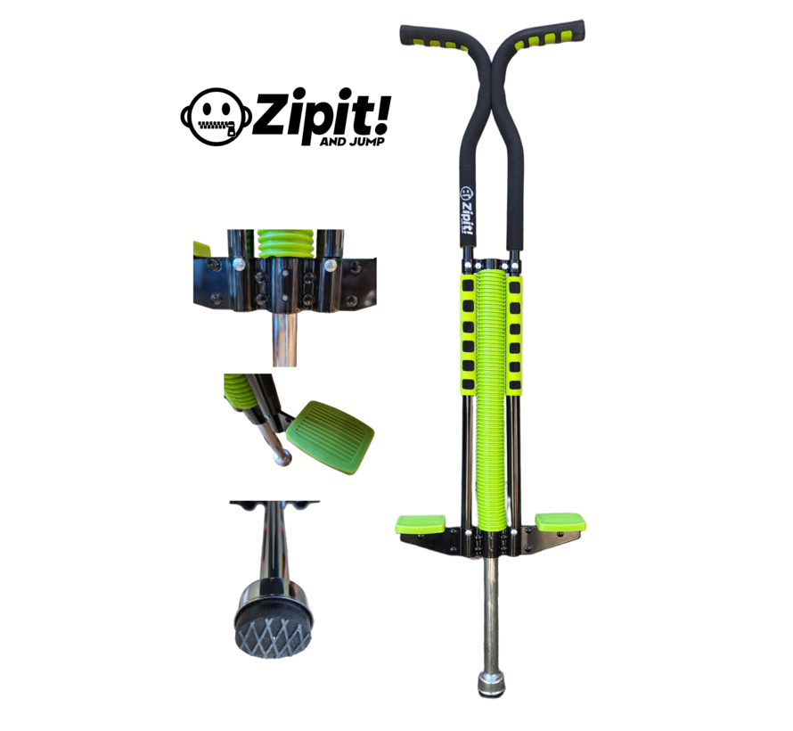 Zipit Pogo Classic Foam Green, bastone da salto in acciaio