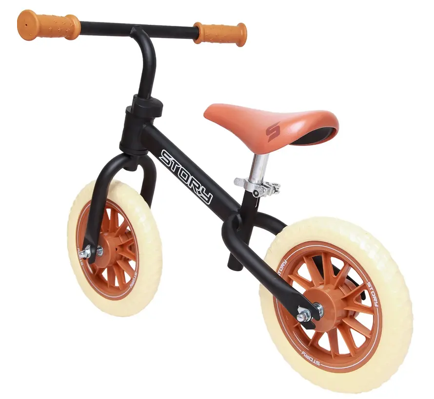 Bicicleta de equilibrio Story 70's Baby Racer: bicicleta de equilibrio retro para niños con diseño elegante, sillín ajustable y control de equilibrio óptimo.