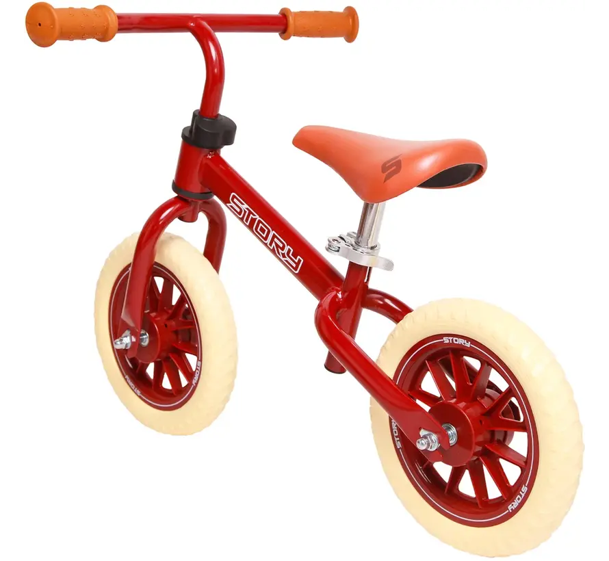 Bicicleta de equilibrio Story 70's Baby Racer: bicicleta de equilibrio retro para niños con diseño elegante, sillín ajustable y control de equilibrio óptimo.